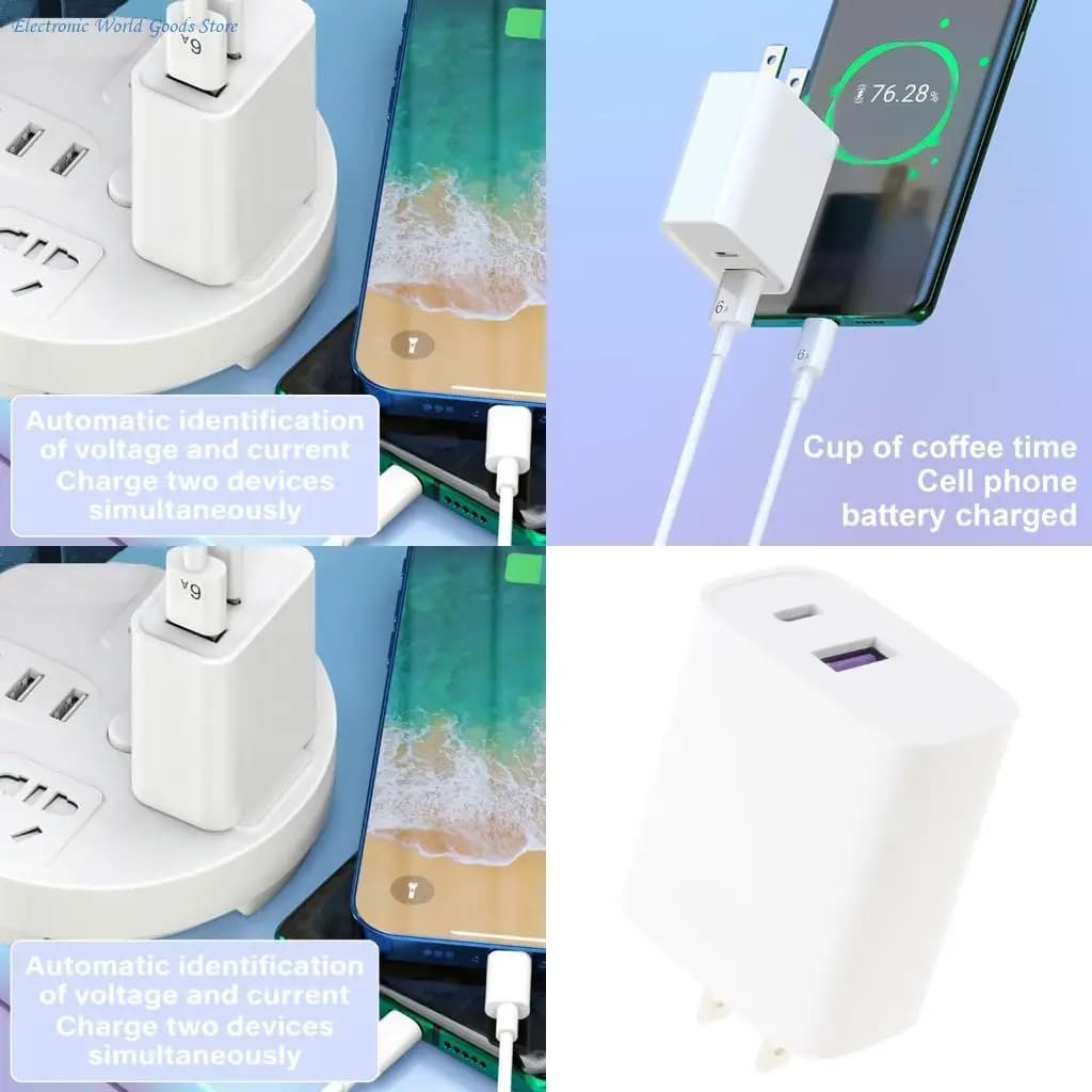 A3PD Caricatore adattatore da viaggio con presa USB da 2 pin a USB Adattatore per caricatore da muro americano con 2 porte USB