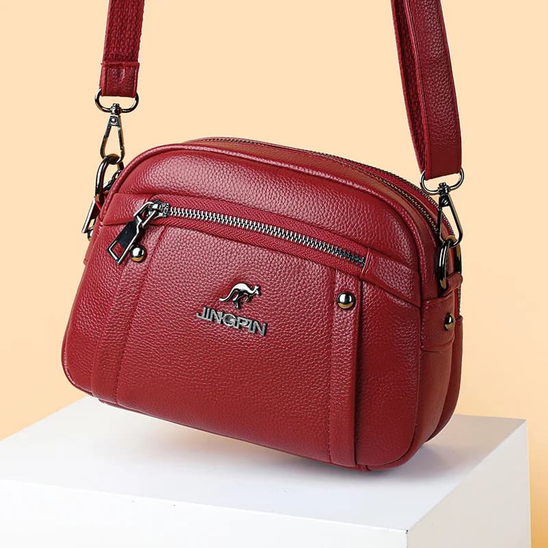 Women's Shoulder Bag, Water Resistant Solid Color Square Shoulder Bag, Three Layer Zippered Phone Bag for Women