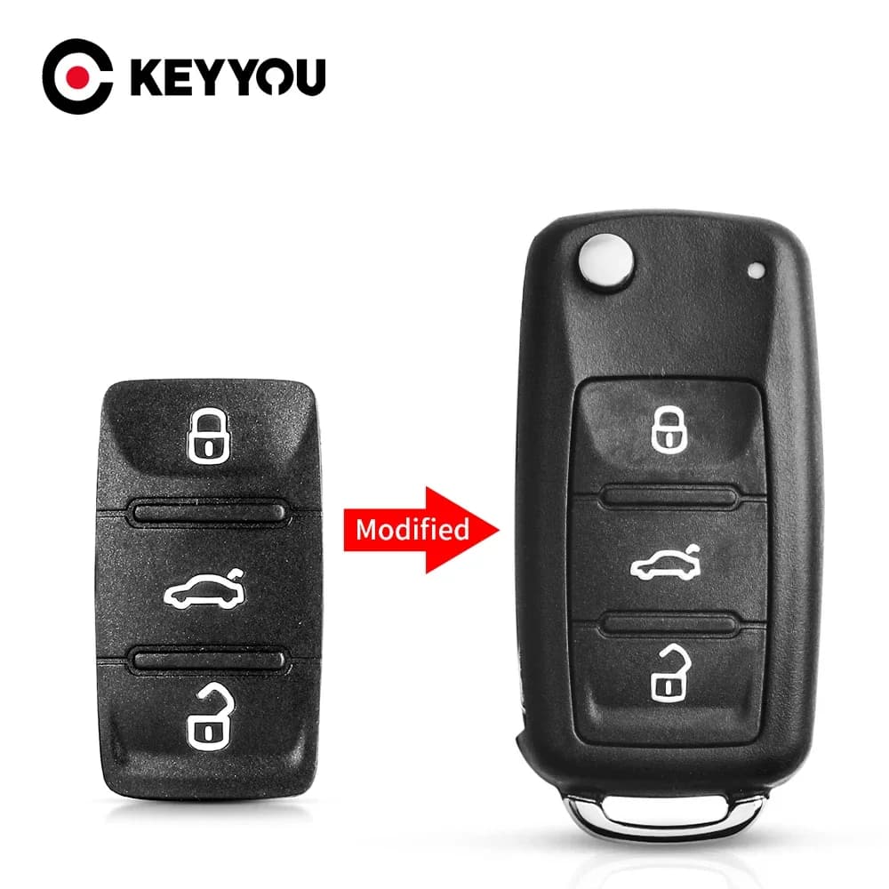 KEYYOU 3 Bottoni Sillicon Gomma Chiave A Distanza Dell'automobile Caso Bottoni Pad Per VW VOLKSWAGEN Tiguan Golf Sagitar Polo MK6