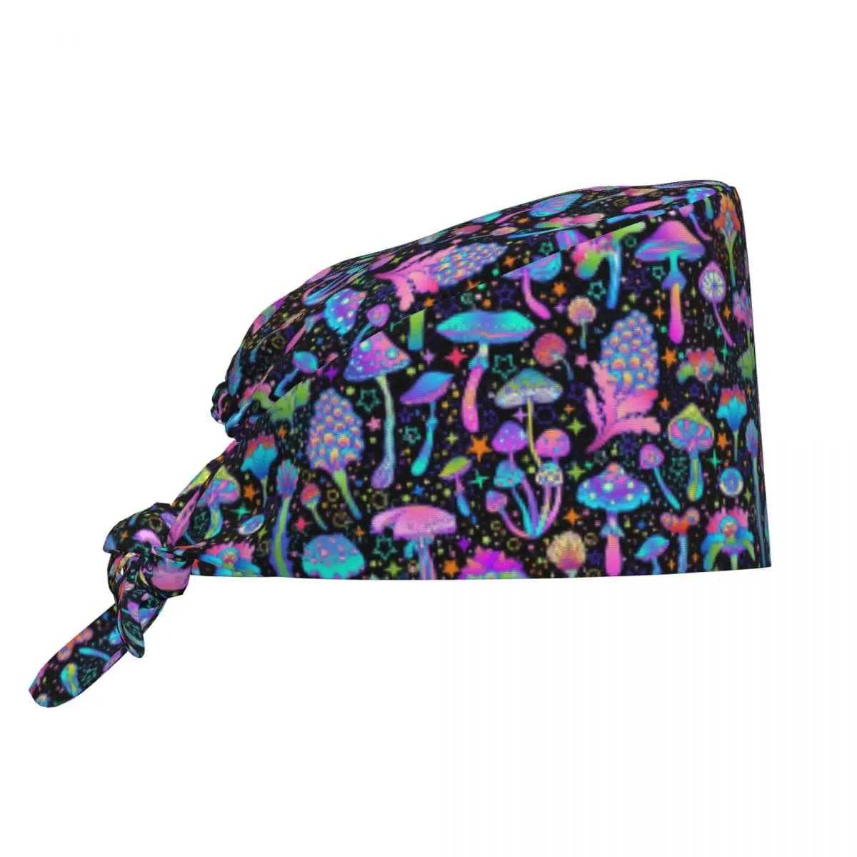 Psychedelic Magic Mushrooms Print Lava Scrub Hat Doctor Working Surgical Cap Unisex Adjustable Nursing Caps for Dentist