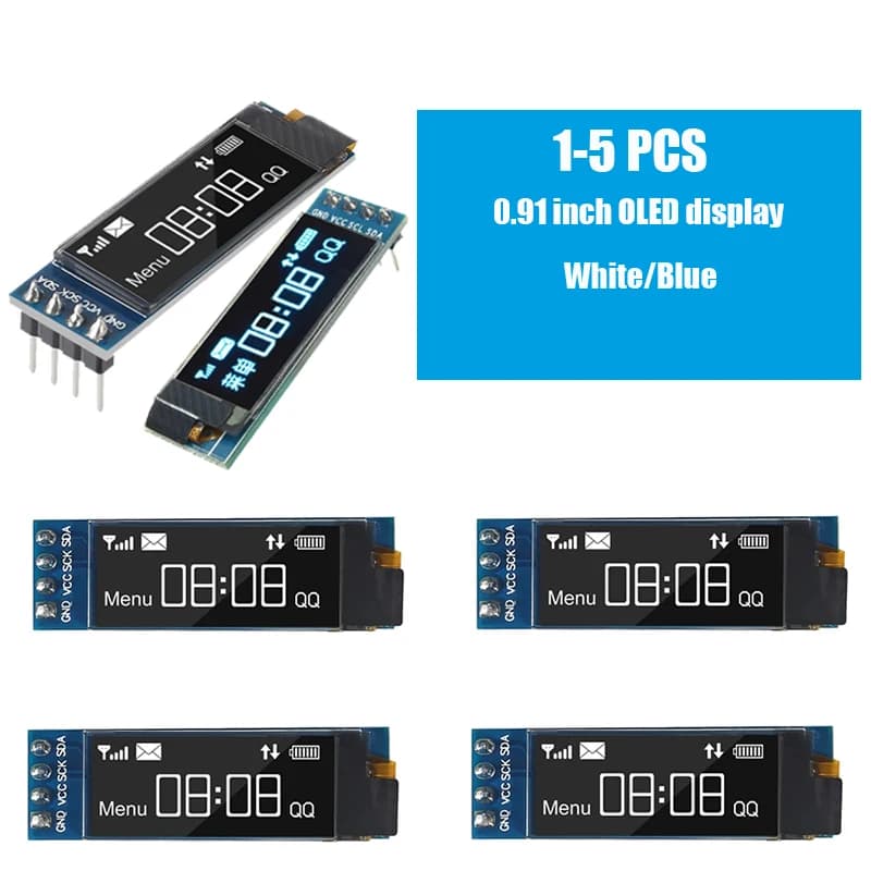 OLED I2C IIC display module from 0,91 inch 128x32 pixels Mini self-lubricating screen for Arduino Raspberry Pi white projects