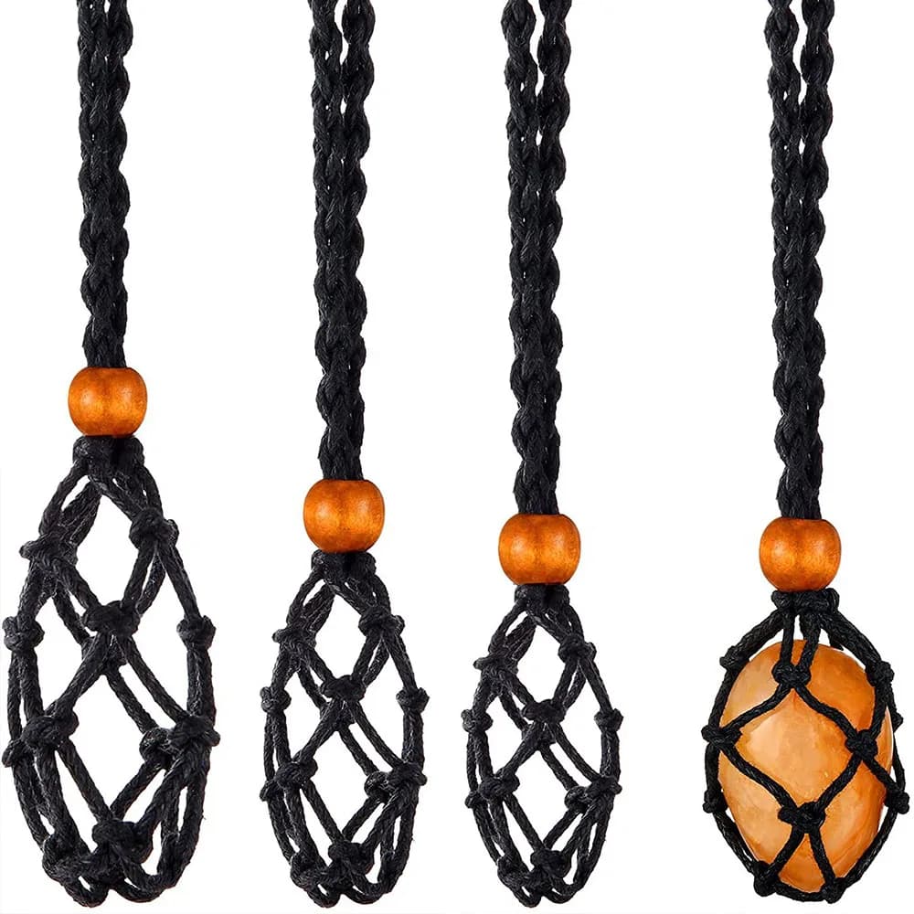 Collana con gabbia di cristallo gabbia per cavi regolabile collana intrecciata a mano con rete di pesce supporto in pietra vuoto per accessori per la creazione di gioielli fai da te