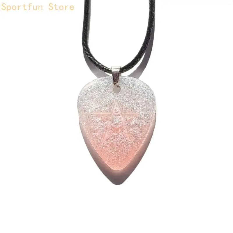 Braided Cord Pendant Necklace with Guitar Pick for Casual Outfit Accent X7JD