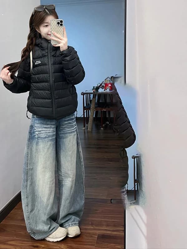 American Sle Retro Low Waist Loose Straight Leg Wide Leg Jeans Women's Autumn Winter New Sle Knife Pants