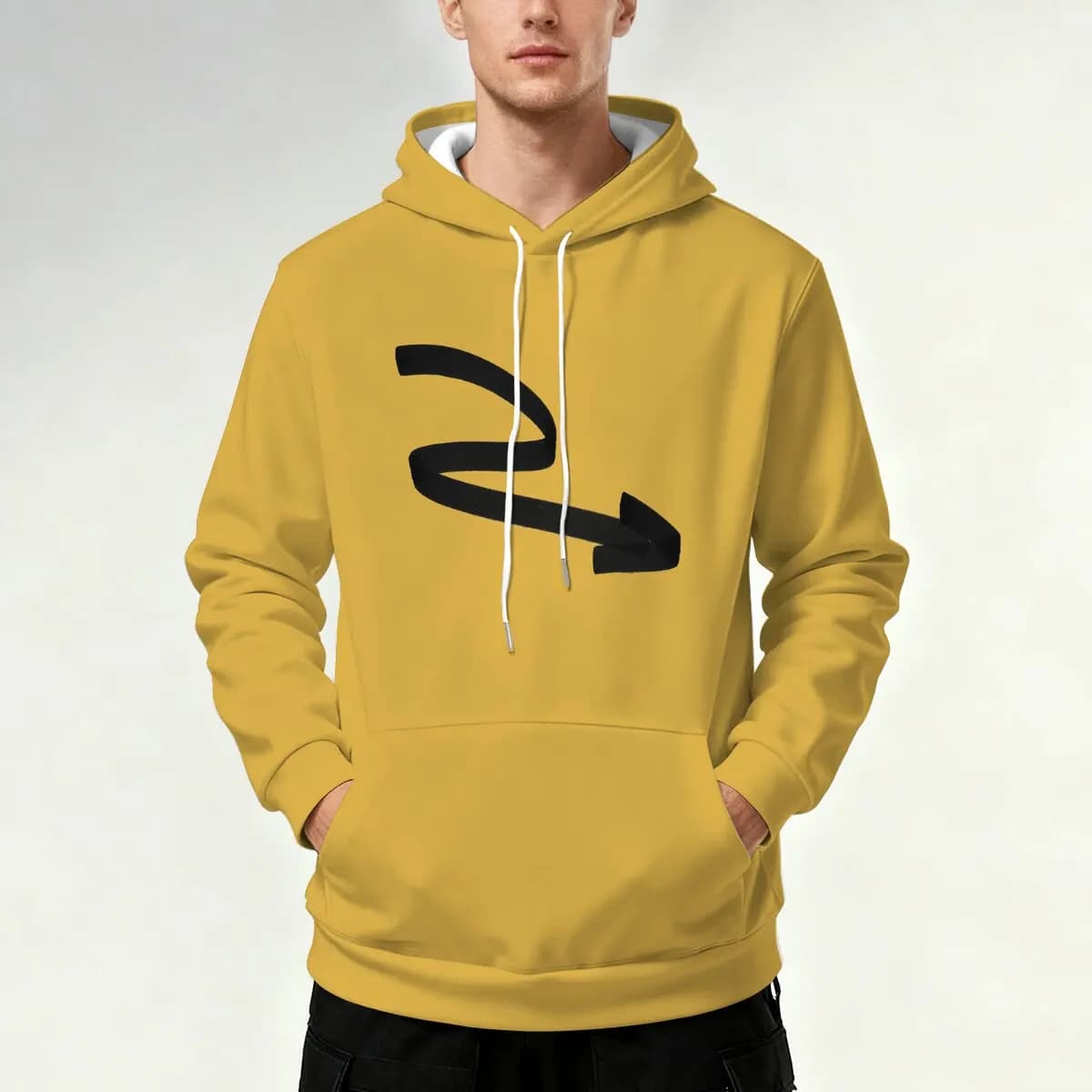 Felpa con Cappuccio alla Moda per Uomo, Autunno e Inverno, con Motivi Minimalisti a Freccia, Design Creativo e Stile Urbano