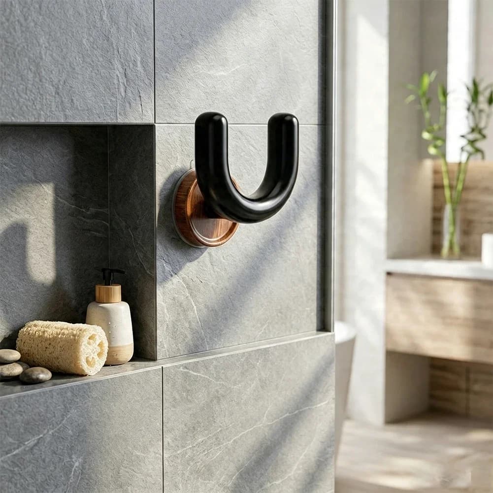 1PC Suction Cup Drain Hook With Bathroom Slipper Rack Wall Mount For Towels Slippers And Lightweight Apparel Organization