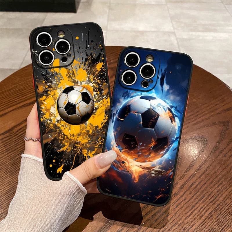 Cover per iPhone con Stampa Creativa Fulmine e Pallone da Calcio, per iPhone 17 16 Pro Max 15 14 13 12 11 XS MAX X XR 7 8 14Plus, Cover Rigida Smerigliata