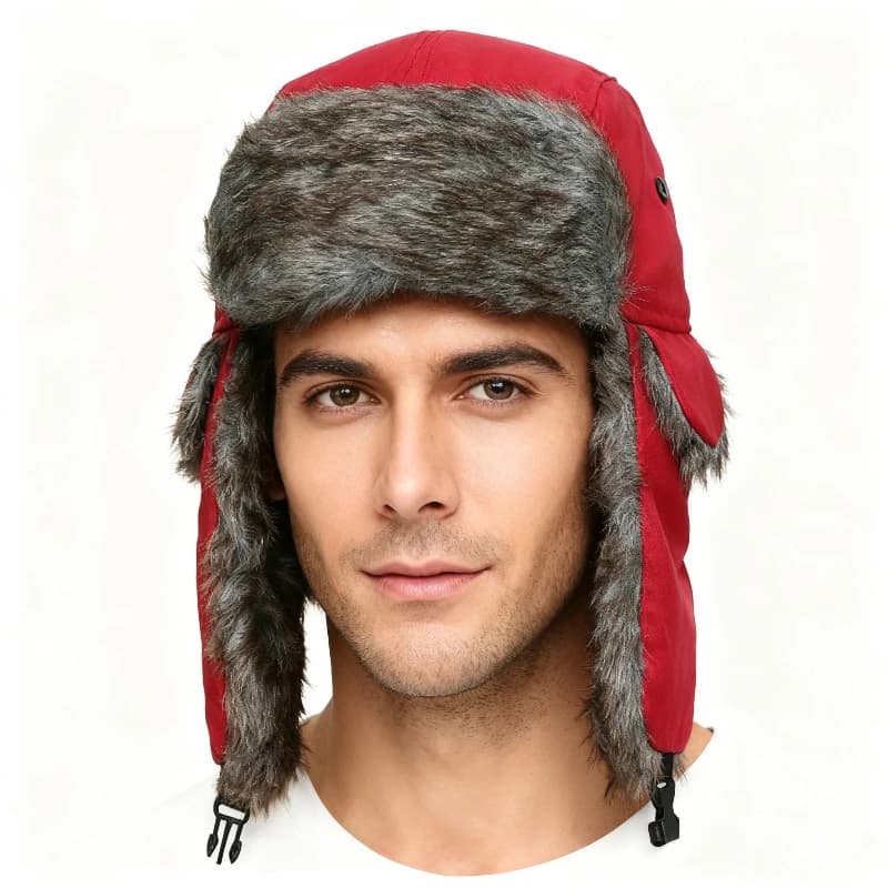 Men's Winter Trapper Aviator Trooper Earflap Warm Russian Waterproof Ski Hat Bomber Cap Russian Warm Ear Protectors Hats