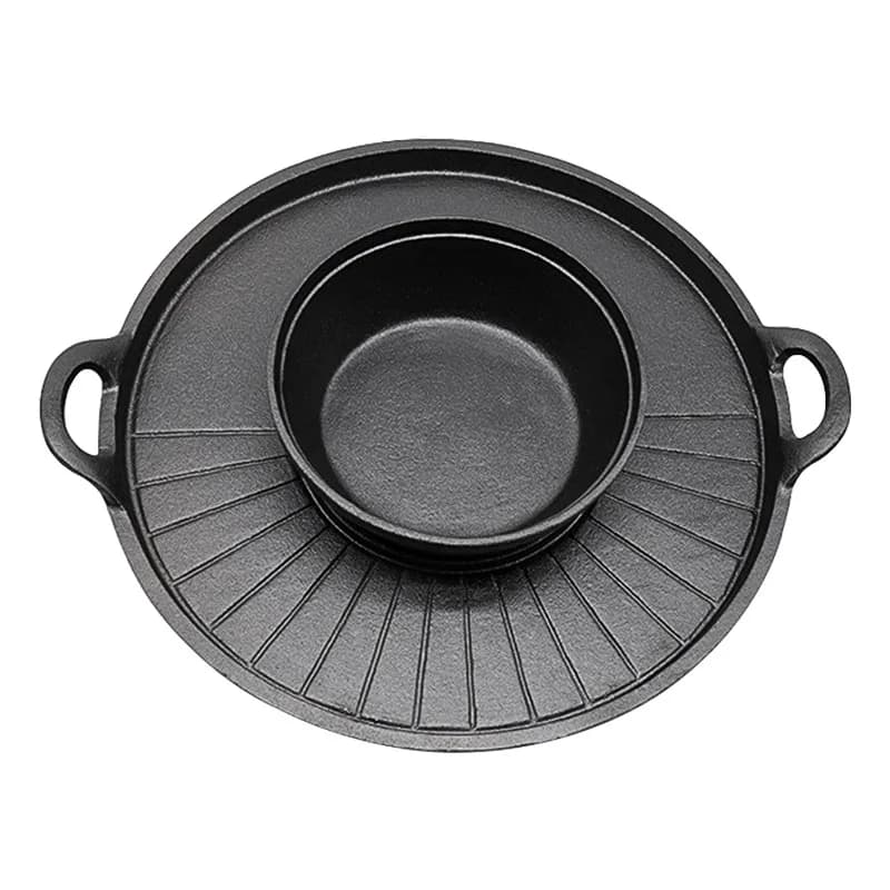 rinse and bake integrated pot, commercial household raw iron pot, frying and cooking dual-purpose baking pan, hot pot.