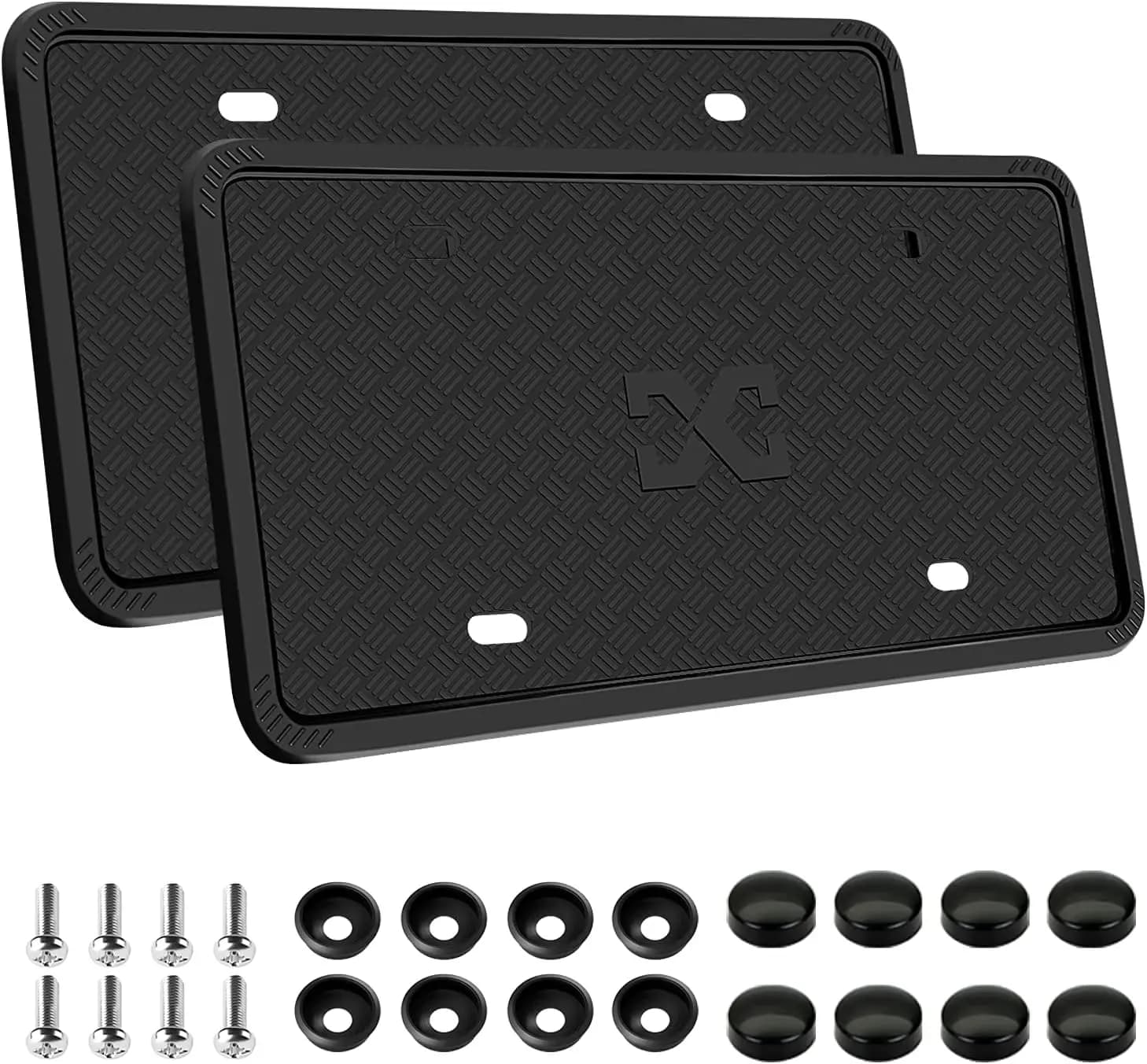 Confezione da 2 Copri Targa in Silicone Nero, Supporti per Targa Anteriore e Posteriore - Resistenti a Ruggine, Rumore e Intemperie