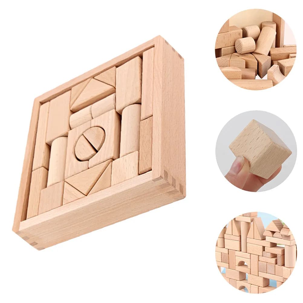 Set di Blocchi di Legno Educativi per Bambini, Gioco Creativo DIY per l'Apprendimento Geometrico e Cognitivo