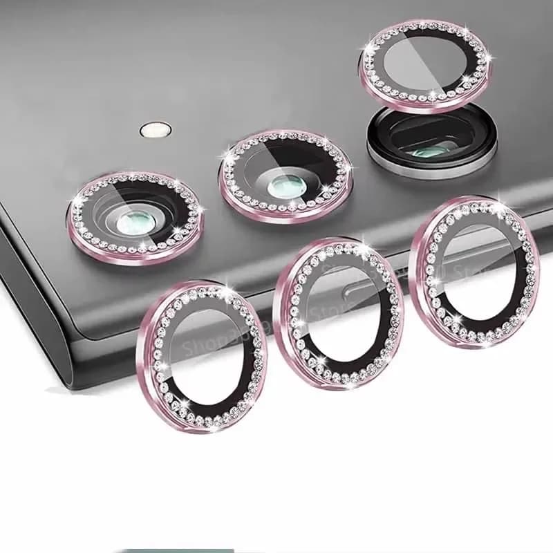 Per Samsung S25 Ultra Pellicola per lenti 3D per Samsung Galaxy S25 S24 S23 Ultra S24 FE Anello in metallo con diamante Protezione per fotocamera
