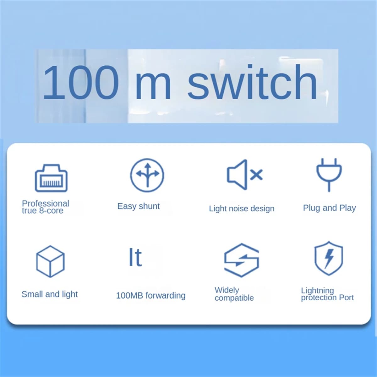 Network Switch N27R Mini Ethernet 5 Ports High Performance Smart Switcher from 100 Mbps Injector Internet hub RJ45, EU plug