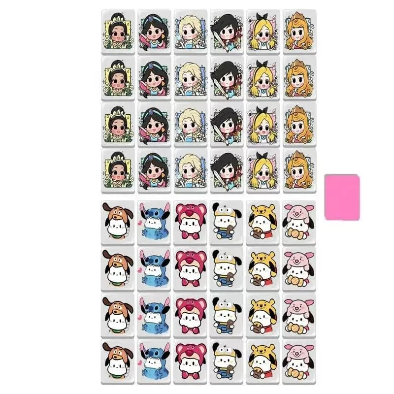 Gioco Mahjong Sanrio Mini 24mm 48 Blocchi per Bambini, Tema Fuga al Mare Hello Kitty Pochacco, Gioco per Due Giocatori, Puzzle, Regalo di Natale
