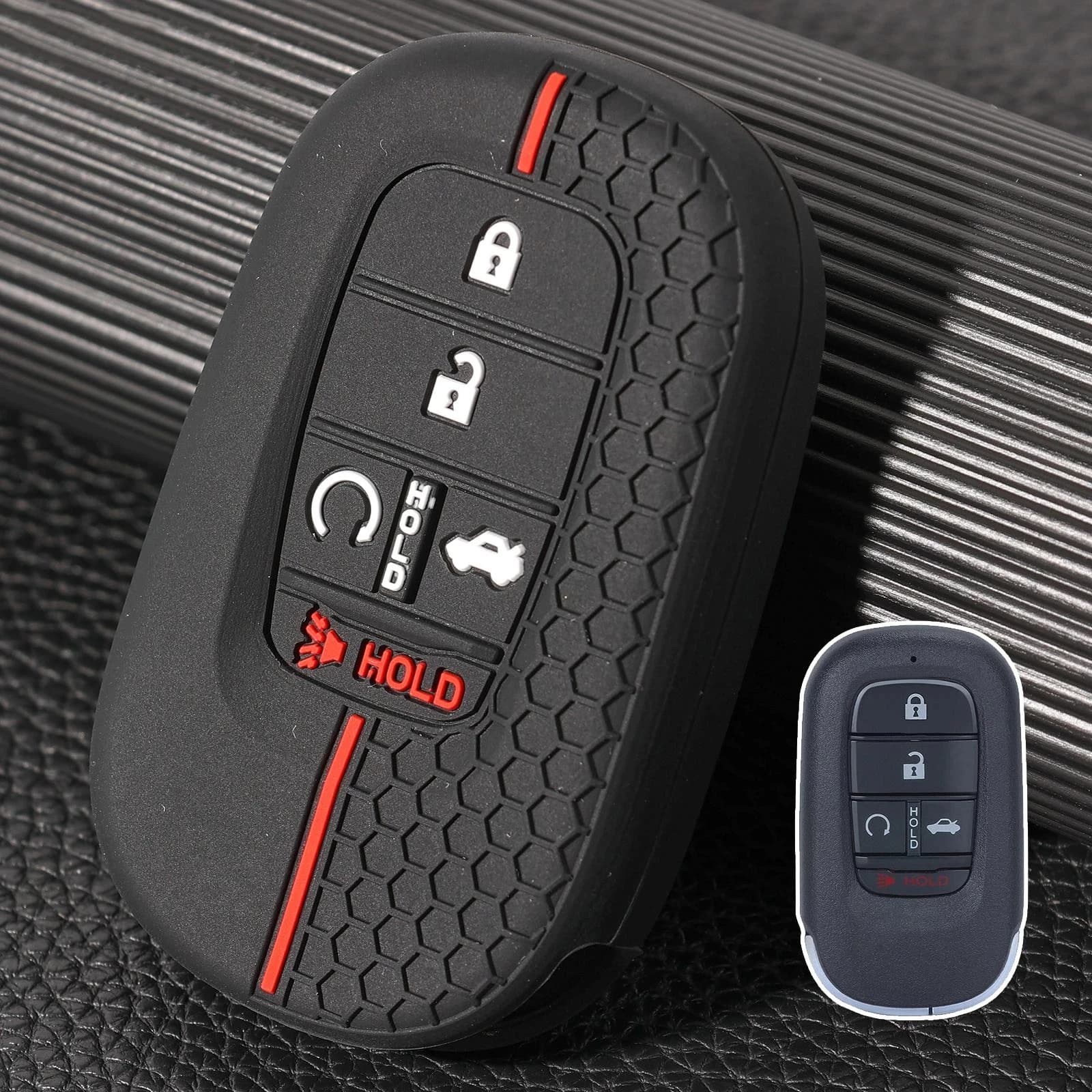 For Honda Civic Accord Passport Pilot CRV 2021-2023, Soft Silicone 5-Button Car Remote Key Fob Protective Cover Case Holder