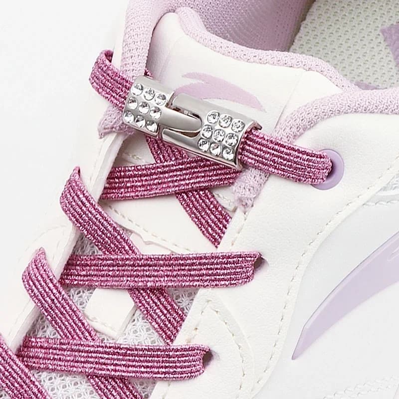 Scarpe da ginnastica con lacci elastici colorati Senza lacci Lacci per scarpe con chiusura a diamante Lacci glitterati senza lacci Accessori per scarpe 1 paio/2 paia
