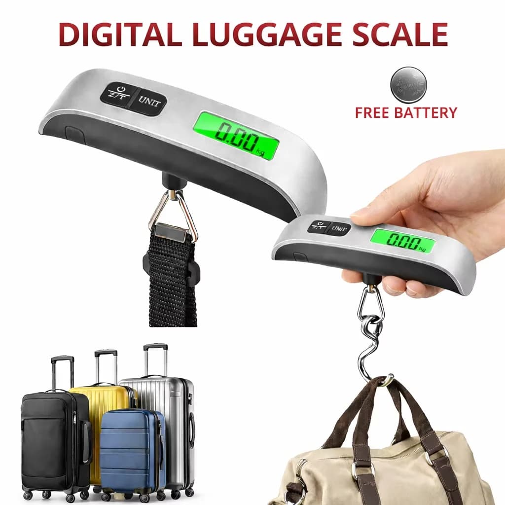Bilancia Digitale per Bagagli 50kg/110lb, Bilancia Elettronica Portatile con Display LCD, Bilancia da Viaggio per Valigie, Bilancia per Bagagli a Sospensione
