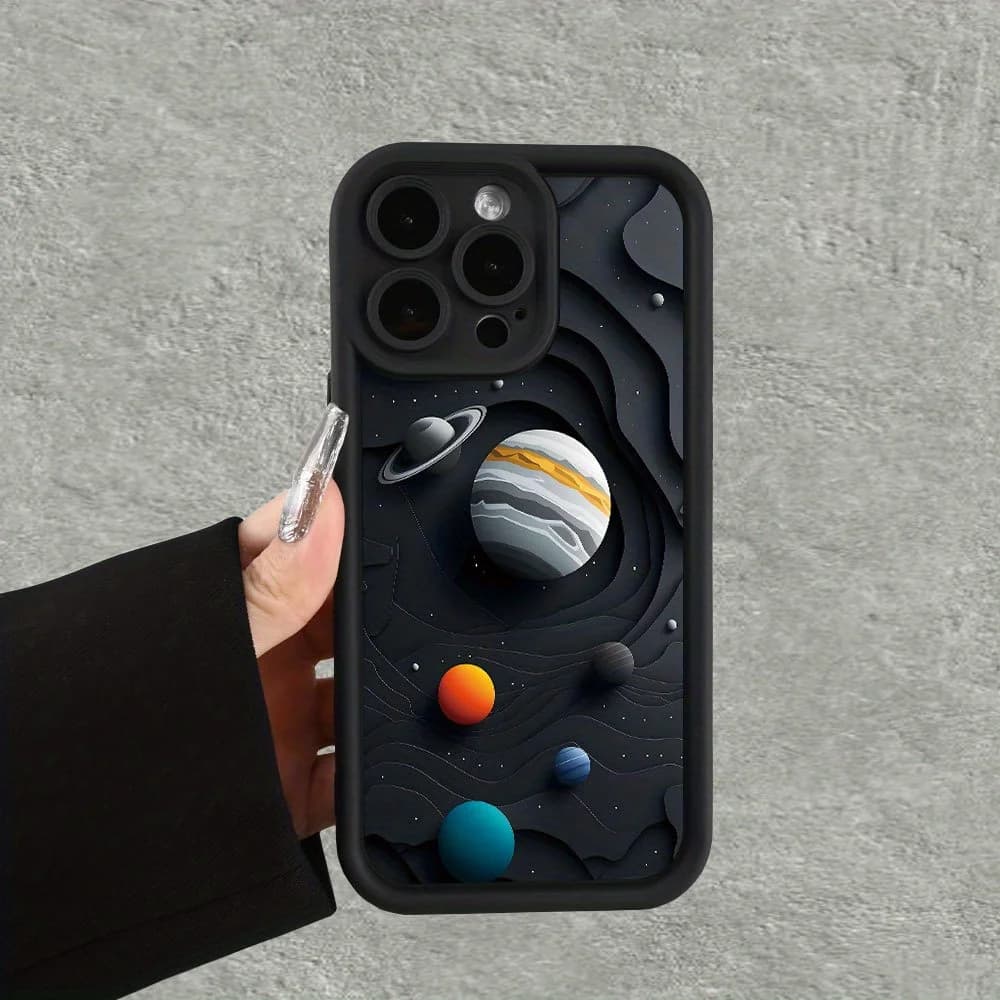 Cosmic planet design pattern mobile phone case suitable for iPhone 17 16 15 14 13 12 11 Pro/ Max /Plus anti-fall and shockproof