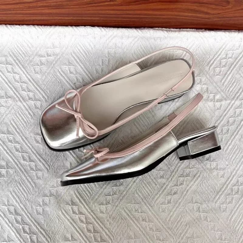 2025 Summer Women's Low Shoes Boat Shoes With Square Tip Slip on Women's Low Shoes Dances Comfortable Women's Sandals With Bow