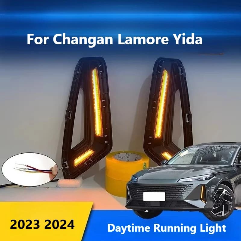 Luci Diurne a LED per Changan Lamore Yida 2023 2024, Luci Fendinebbia Anteriori Modificate con Indicatori di Direzione, 12V