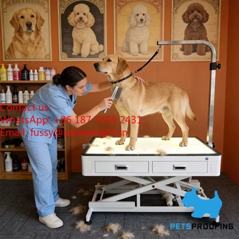 Nuovo Tavolo da Toelettatura per Cani Elettrico LED da 50 Pollici 2026, Attrezzatura con Altezza Regolabile Idraulicamente e Cassetti