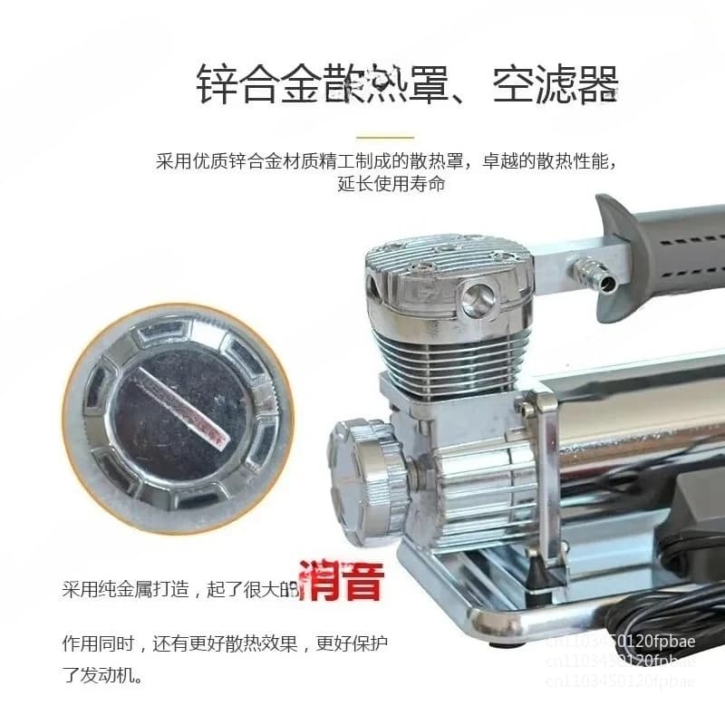 Compressore d'Aria per Auto, Gonfiatore Pneumatici a Doppio Cilindro 12V, Pompa d'Aria Portatile ad Alta Potenza per Veicoli