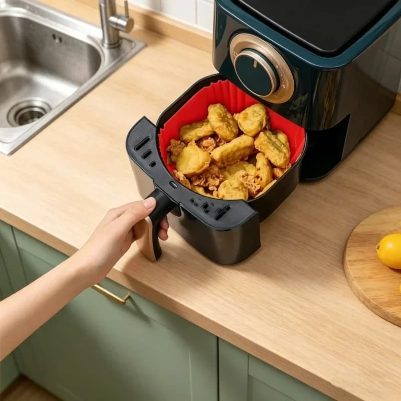 Teglia da forno in silicone riutilizzabile da 9 pollici per friggitrice ad aria, per pizza, pollo fritto, accessori da cucina per uso domestico