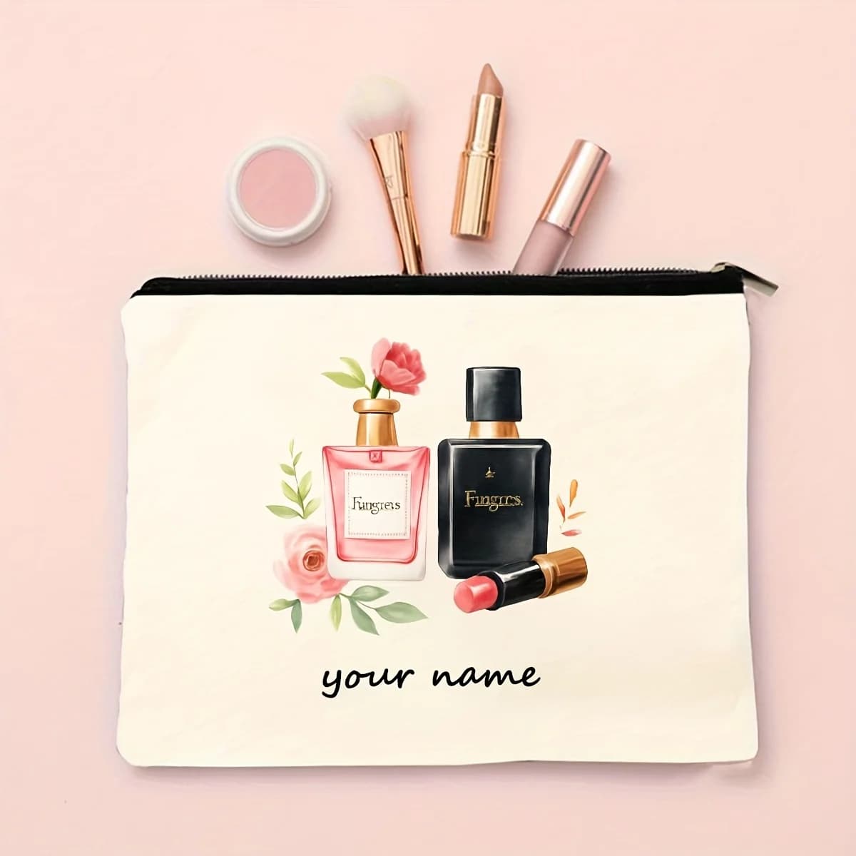 Organizer da Viaggio Portatile Personalizzabile con Nome e Testo, con Chiusura a Cerniera - Regali per Damigelle, Compleanni, Festa della Mamma