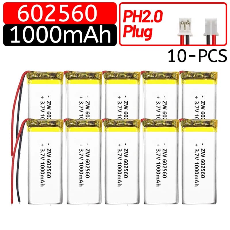 Batteria ai polimeri di litio 602560 3.7V 1000mAh per POS, lampade solari e altri dispositivi