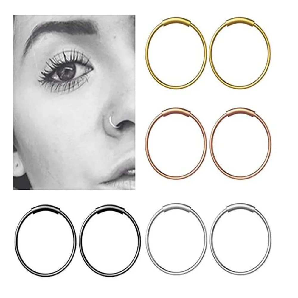 3pcs/lot 316L Surgical Steel Seamless Continuous Hoop Rings Nose Eyebrow Tragus Lip Ear Ring, 6mm / 8mm / 10mm