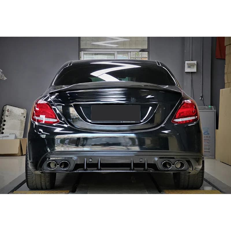 For Mercedes Benz C Class W205 C180 C200 C260 C300 Modify C43 AMG Rear Diffuser Quad Exhaust Tip