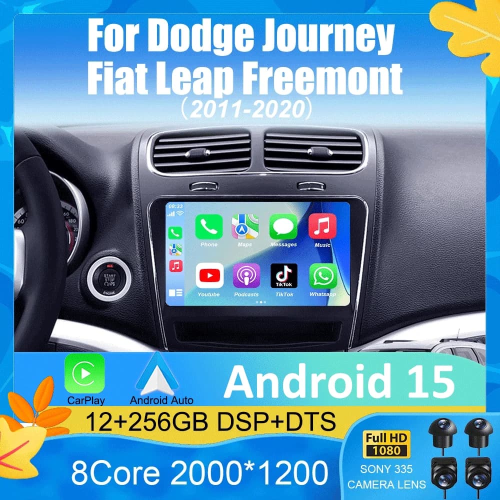 Per Dodge Journey Fiat Leap Freemont 2011 - 2020 Autoradio Lettore Multimediale di Navigazione GPS DSP 4G Wifi Carplay Auto Android 15