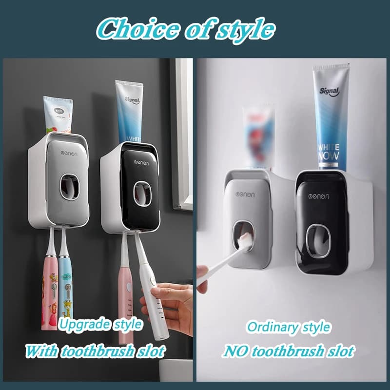 Dispenser Automatico di Dentifricio da Parete con Porta Spazzolini, Accessori per il Bagno