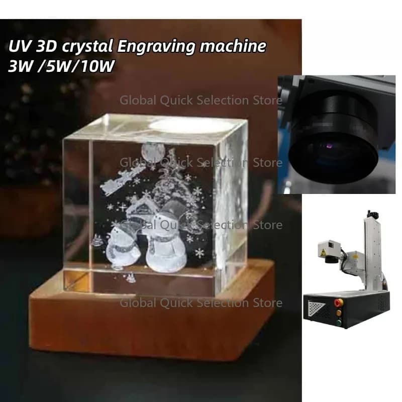 Macchina per Incisione Laser UV 3D a Cristallo 3W/5W/10W, Marcatrice Laser per Plastica, Metallo, Vetro, Legno, Pelle, Carta