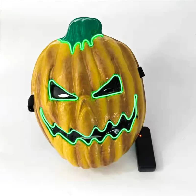 2026 Halloween Cold Light Mask EL Factory Glow Fluorescent Night Light Yama Pumpkin Head Glowing Ghost Face Headwear