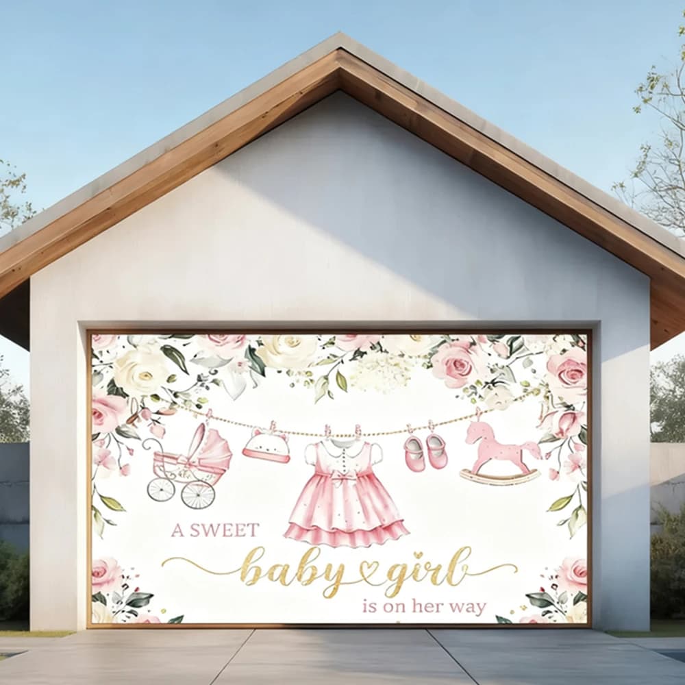 Abito da principessa rosa e tema passeggino Sfondo personalizzato per decorazioni per feste per baby shower Fornito Puntelli per studio fotografico per ritratti