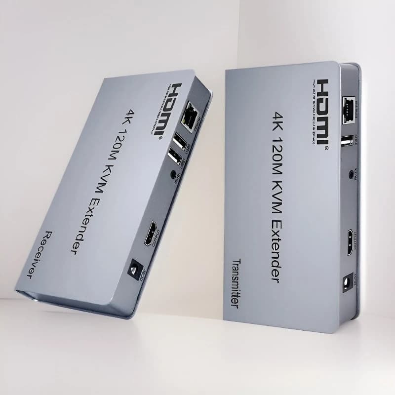 HDMI KVM extender 4K 120M on single cable Rj45 Cat5e/6 4K @ 30Hz HDMI KVM USB Ethernet Extender Support Mouse Keyboard Control