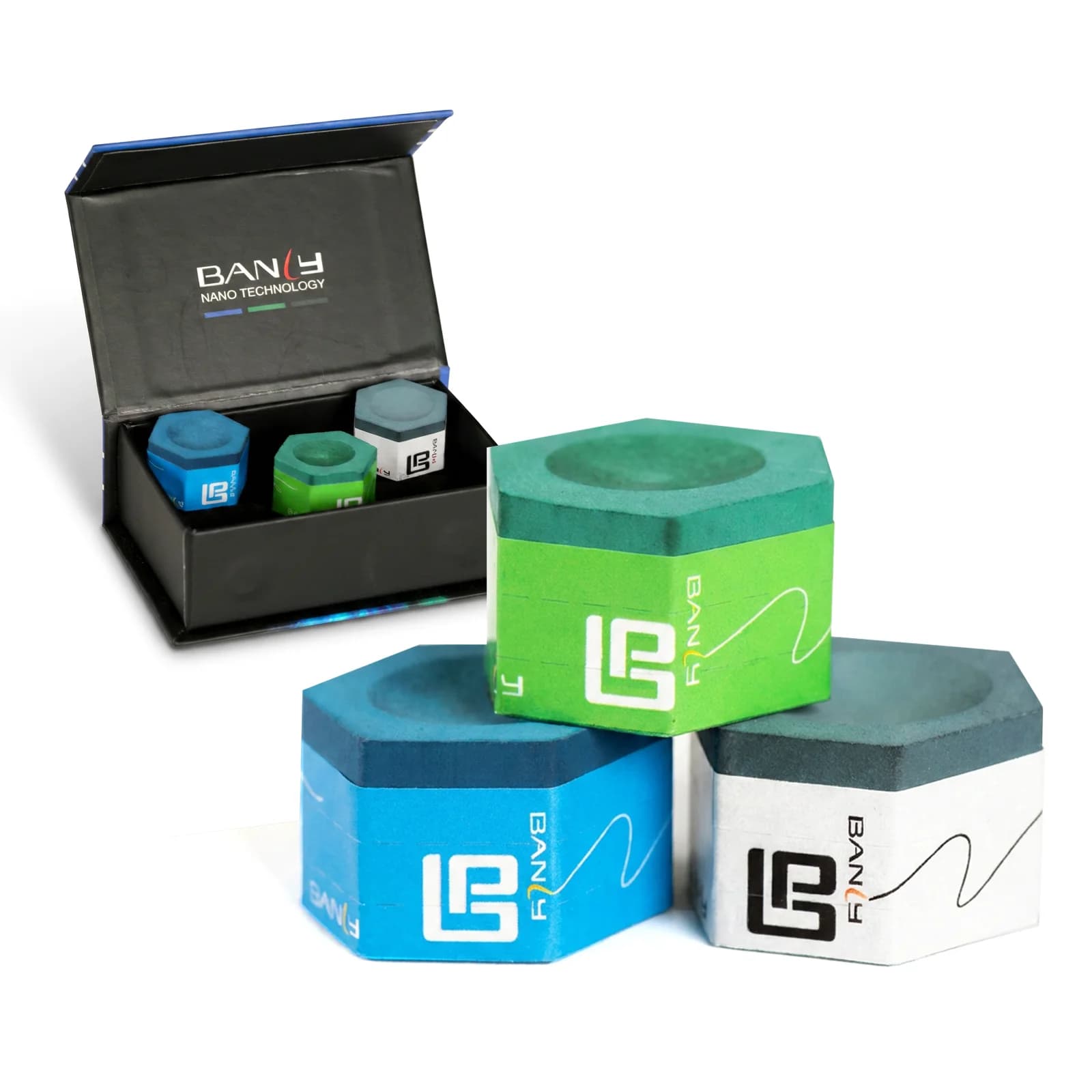 Banly Hexagon Nano Pool Cue Chalk, Ultra Fine Texture Low Residue Billiard Chalk, Strong Grip Smooth Application for Reducing Mi