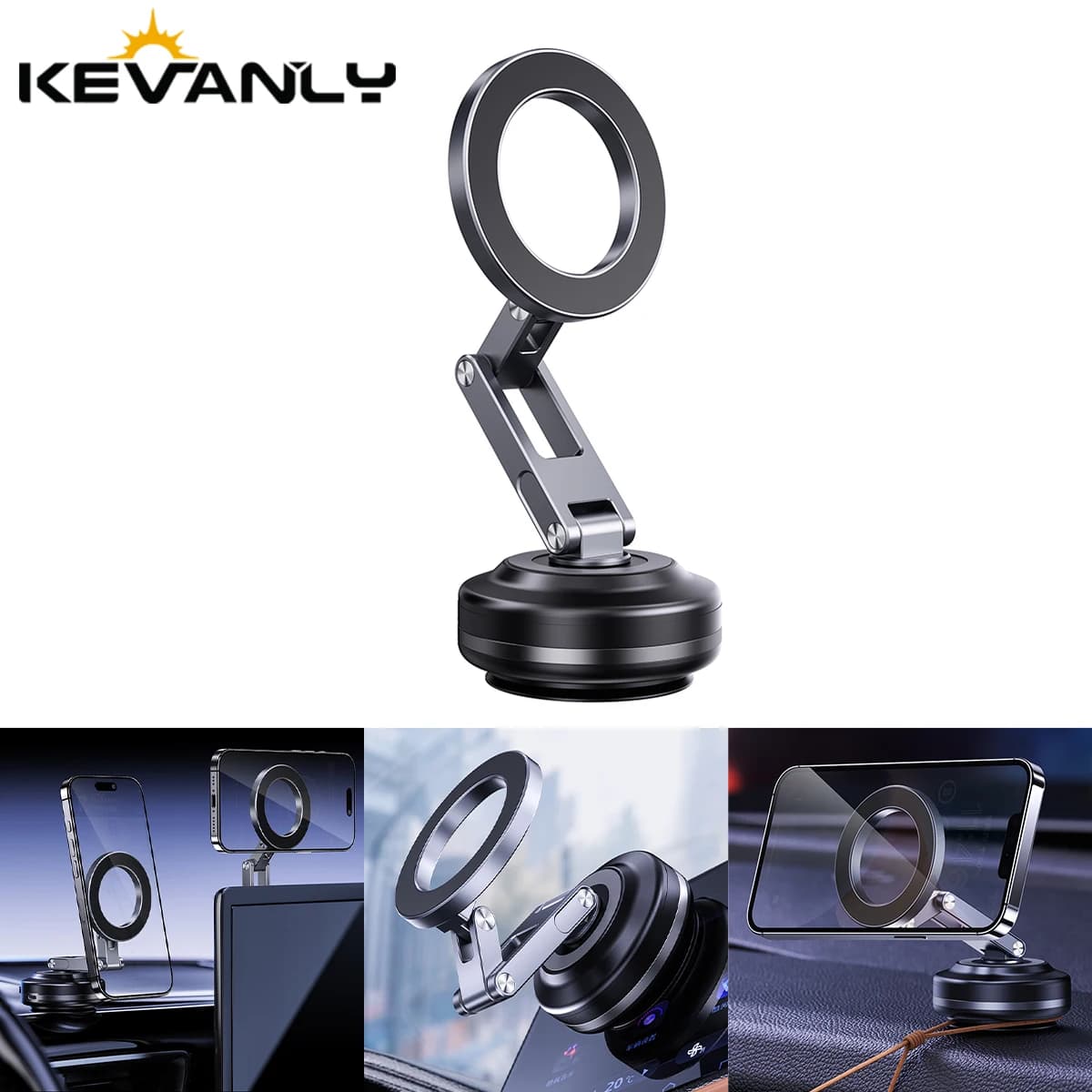 Supporto Magnetico per Telefono da Auto con Rotazione a 360° ° Supporto Girevole Pieghevole Intelligente da Parete per Bagno con Ventosa Elettrica per Dispositivi da 4-7 Pollici