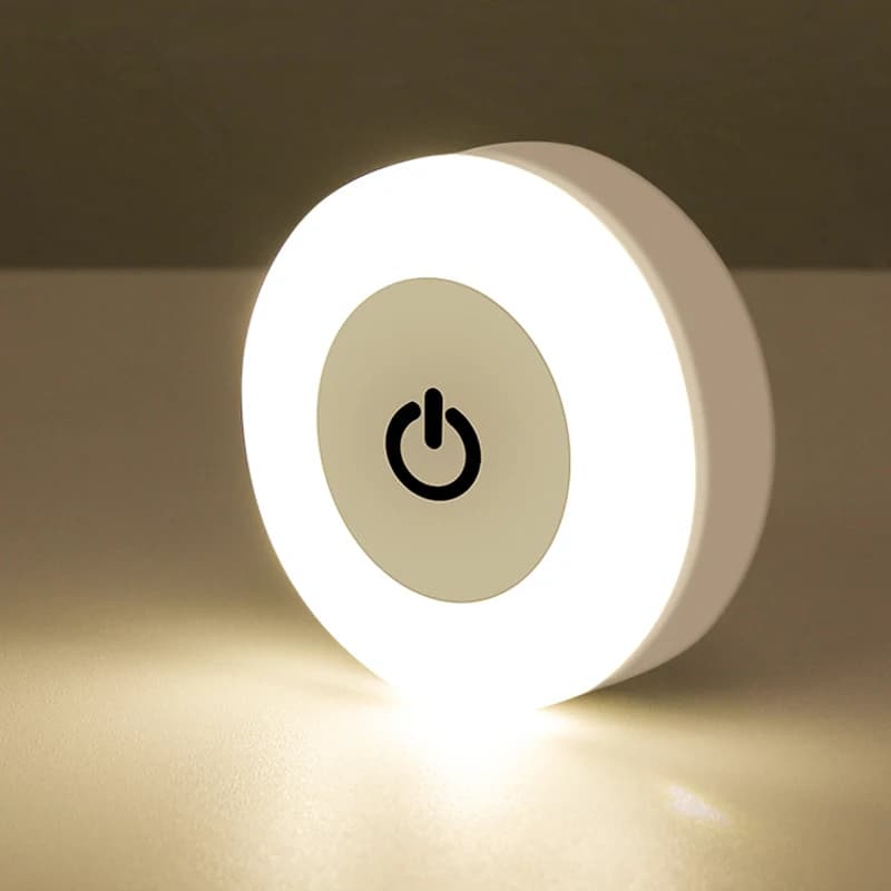 LED Night Lights with Energy Saving Tactile Sensor USB Rechargeable Magnetic Wall Lamp Bedroom Corridor Bedroom Portable Round Night Lamp