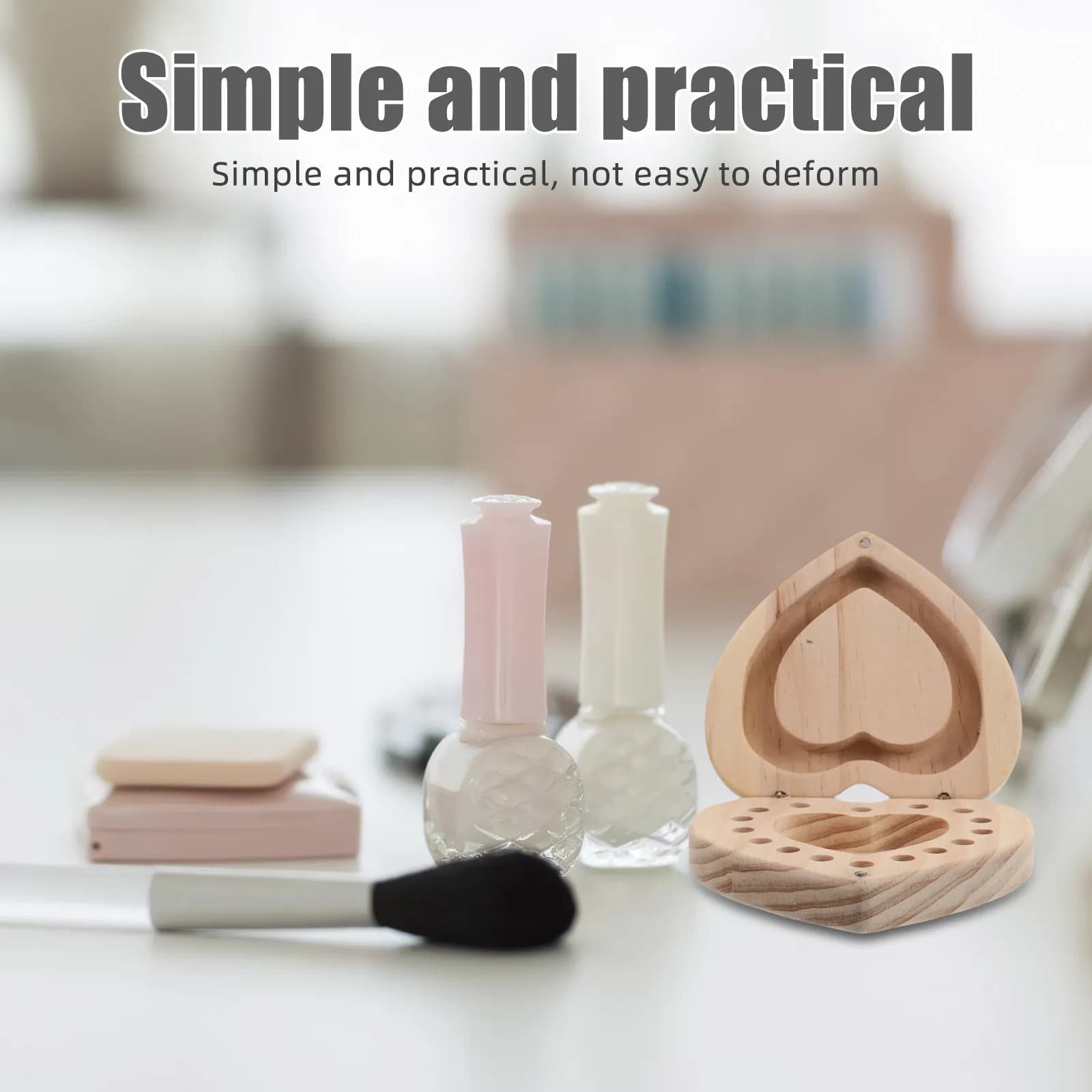 Heart-Shaped Solid Wood Essential Oil Box Portable Compact Aromatherapy Storage Solution for Travel Home Use Wooden Essential