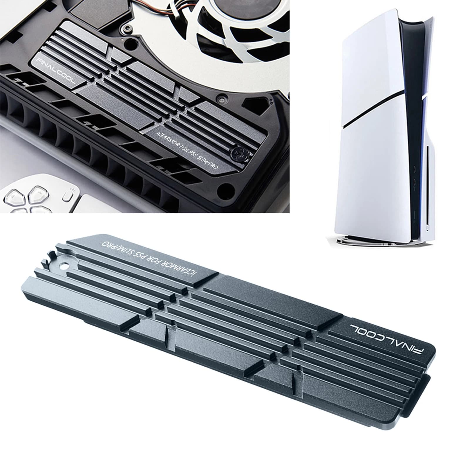 Dissipatore di Calore per SSD PS5 Slim con Cuscinetti Termici in Silicone, Kit di Raffreddamento in Alluminio per SSD NVMe M.2 2280