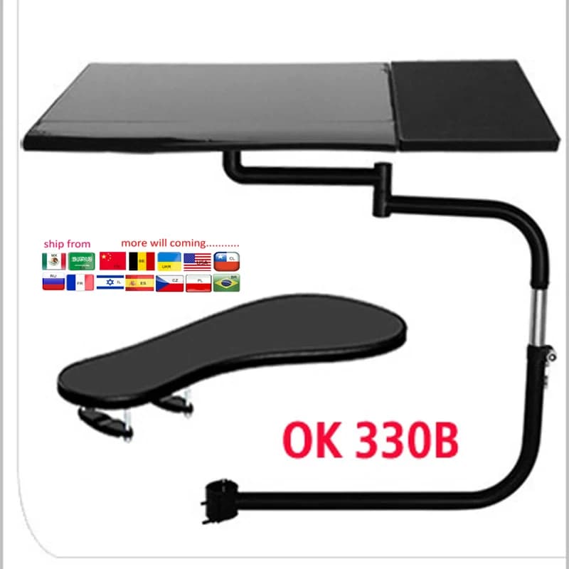 DL OK330 Sedia multifunzionale a movimento completo con bloccaggio Supporto per tastiera Supporto per laptop Tappetino per mouse per tavolo portatile pigro