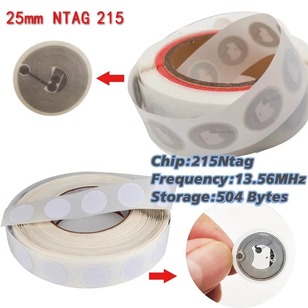 100 pz 50 pz 10 pz Ntag213 Ntag215 Tag NFC Adesivo NFC 13.56 MHZ 540Bytes RFID NFC tag Adesivi Etichette Adesive per Telefoni NFC