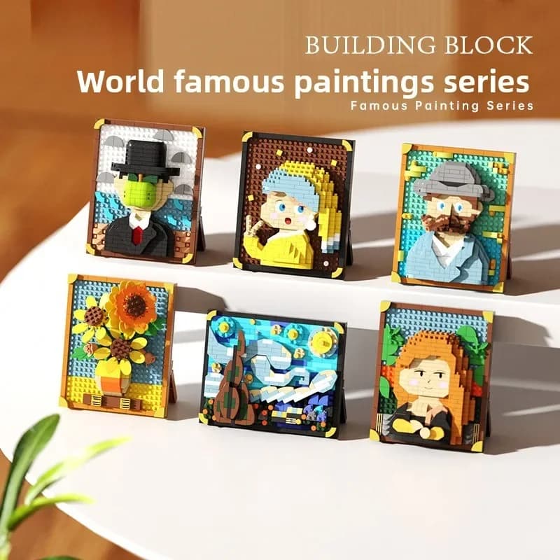 Nuovo Puzzle 2026 con Cornice a Pixel di Famosi Dipinti Mondiali, Ornamento Girasole, Regalo per Bambini per le Feste
