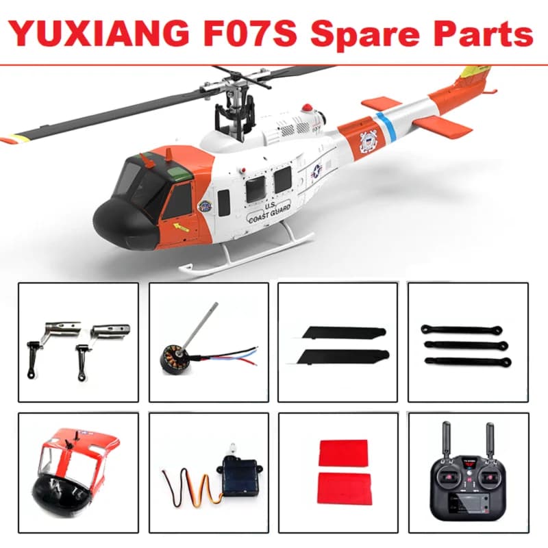 Parti di Ricambio per Elicottero RC YU XIANG F07S: Pale Principali, Scocca Rossa, Albero di Trasmissione, Telaio, Motore di Coda, Luce, Servo, Ingranaggio, ESC, Elica