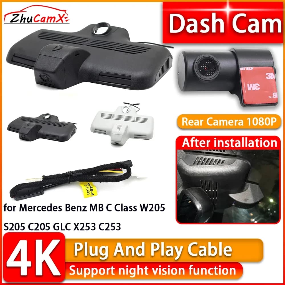 Wiifi 4K Dash Cam for Mercedes Benz MB Class C W205 S205 C205 GLC X253 C253 DVR Front Camera Plug and Play Video Recorder