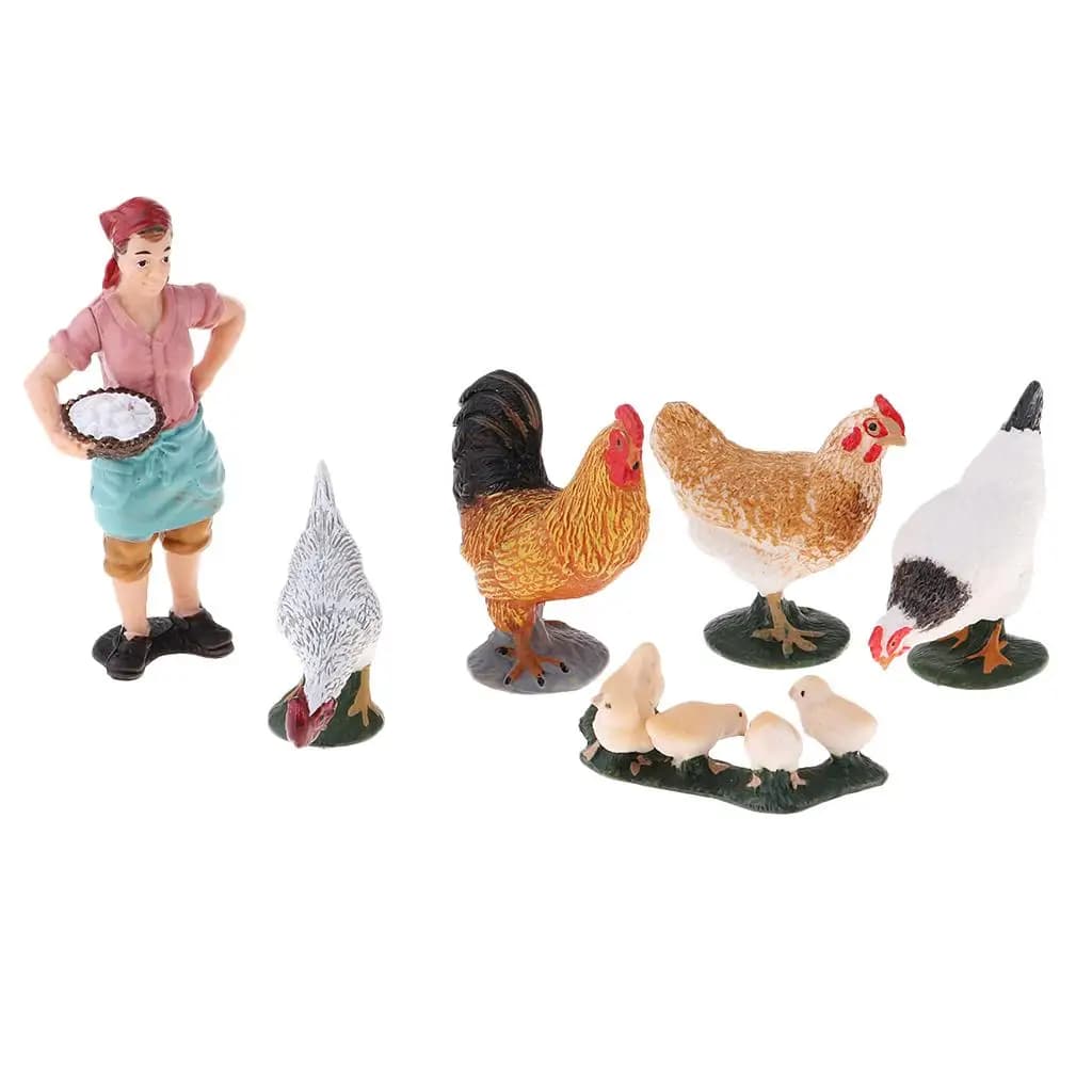 Set di Figurine da Fattoria Giocattolo Educativo in Plastica, Giocattoli Educativi con Animali per Bambini Piccoli, Collezione di Giocattoli Artigianali
