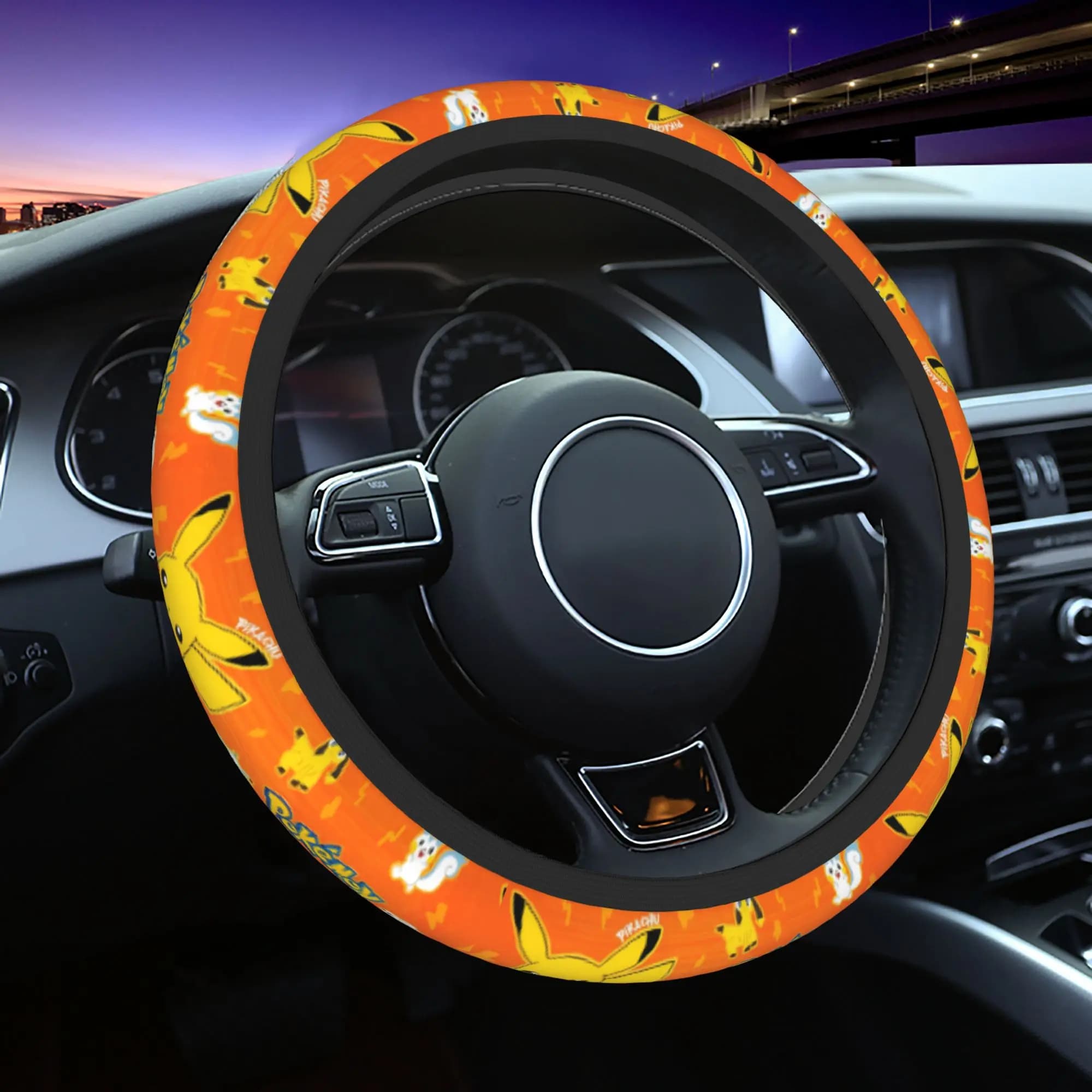 Coprivolante per Auto Pokemoned 37-38, Copertura Protettiva Morbida con Cartoni Animati, Accessori Decorativi per Volante Auto