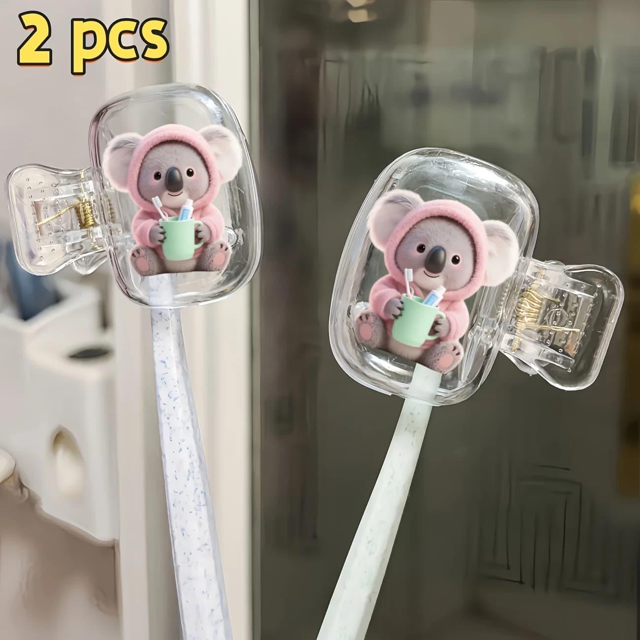 2pcs Koala Toothbrush Holder Portable Dustproof Odorless Case For Various Travel Kits Ventilation Holes to Keep Clean And Dry